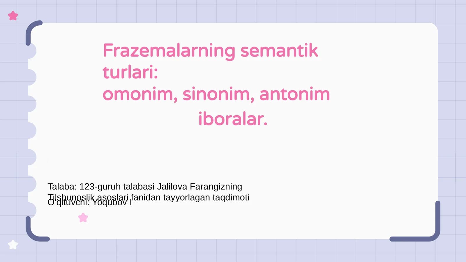 Frazemlarning Semantik Turlari haqida Kirish