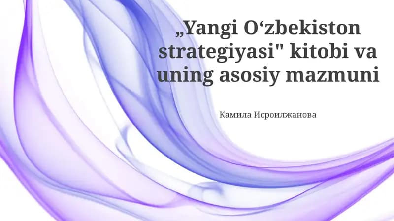 Yangi Oʻzbekiston strategiyasi kitobi