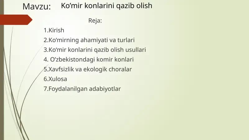 Ko‘mir konlarini qazib olish