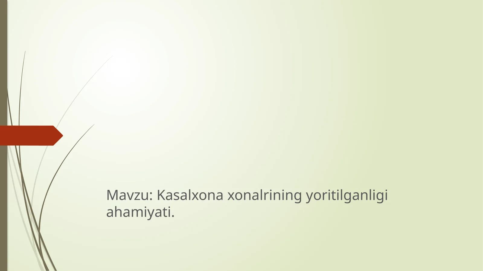 Kasalxonaxonalrining yoritilganligi ahamiyati