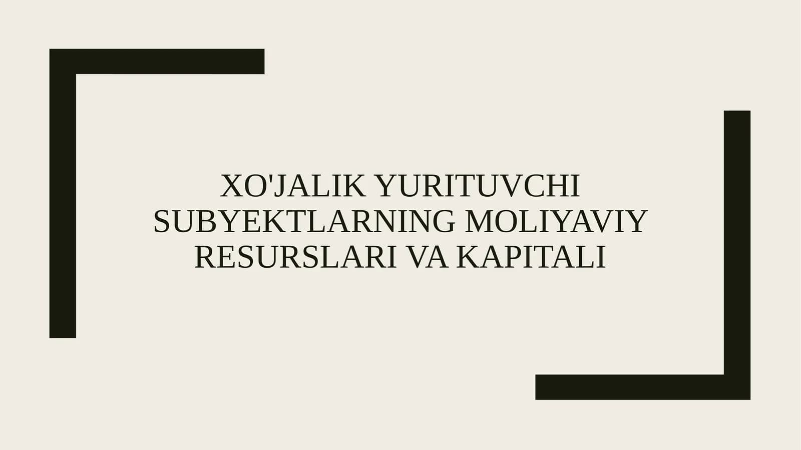 Iqtisodiy resurslar (Moliyaviy resurslar)