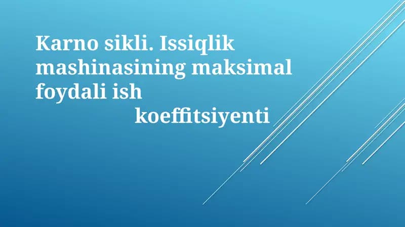 Karnosikli Issiqlik mashinasi