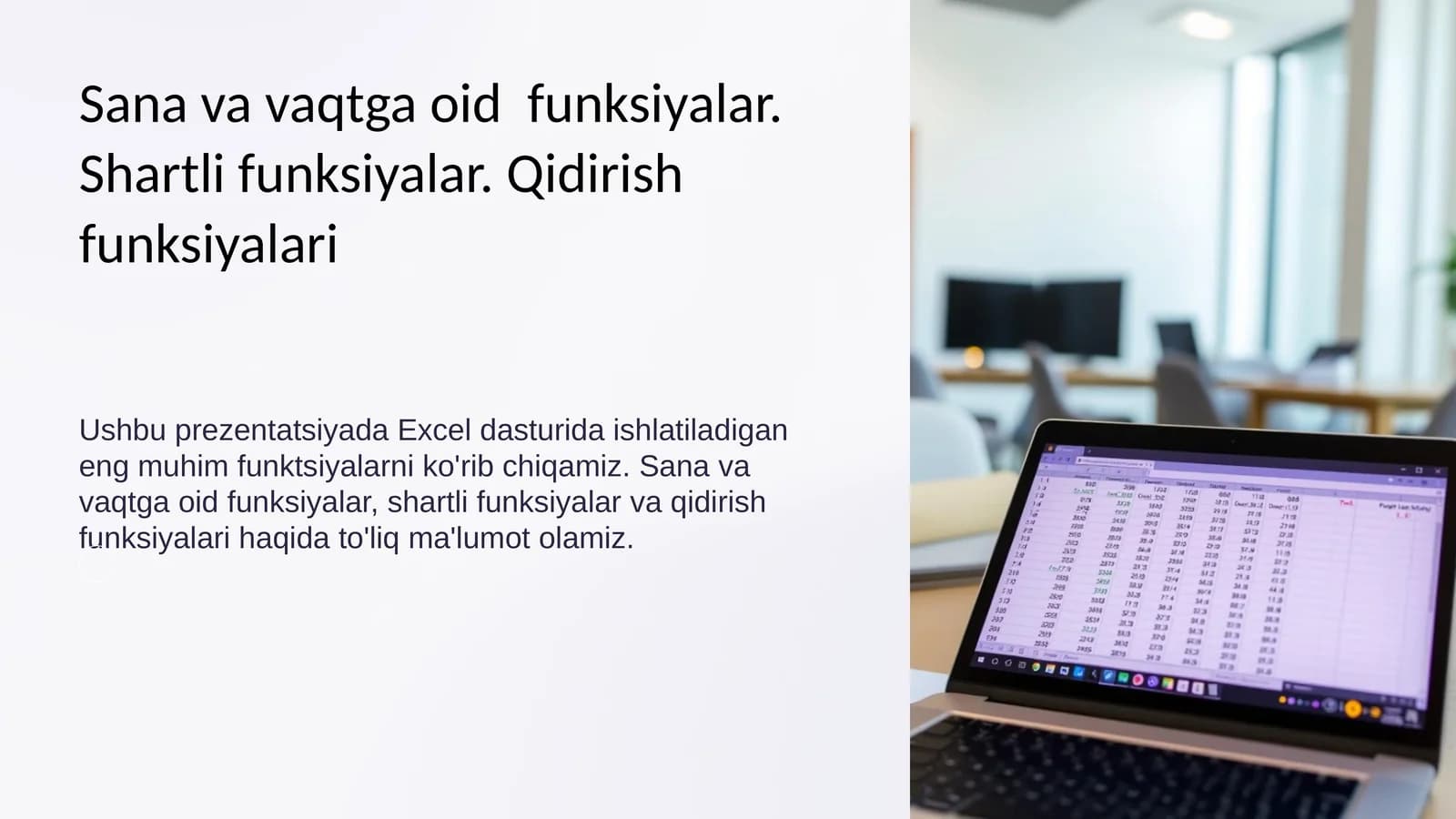 11- sinf Excel-dagi muhim funktsiyalar