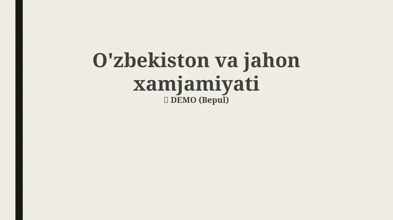 O'zbekiston va jahon xamjamiyati
