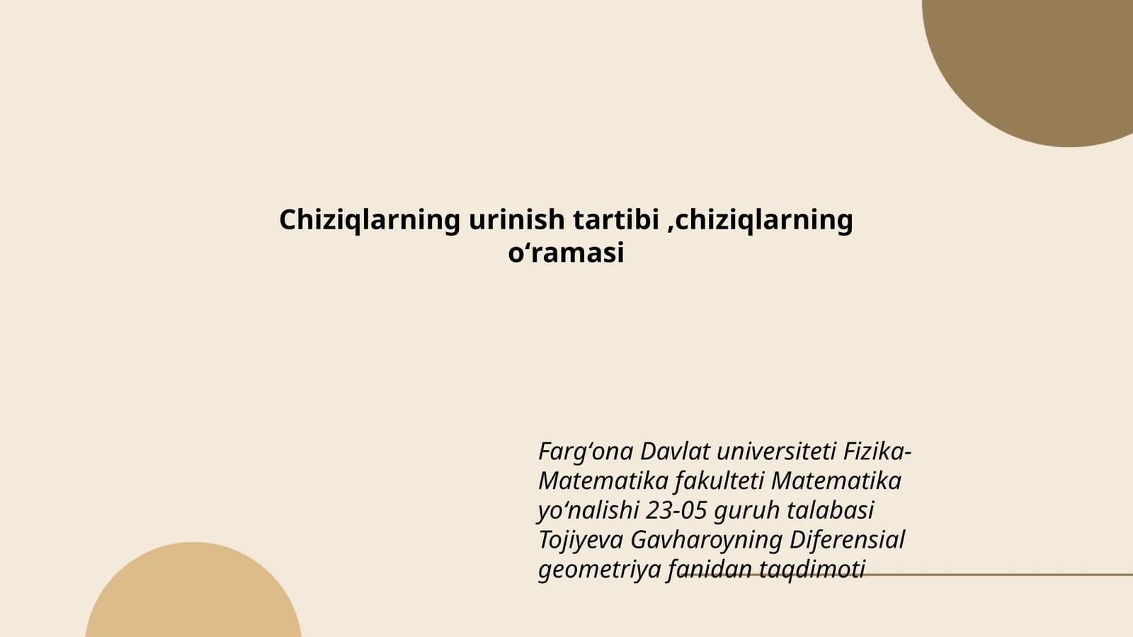 Diferensial geometriya fanidan taqdimoti