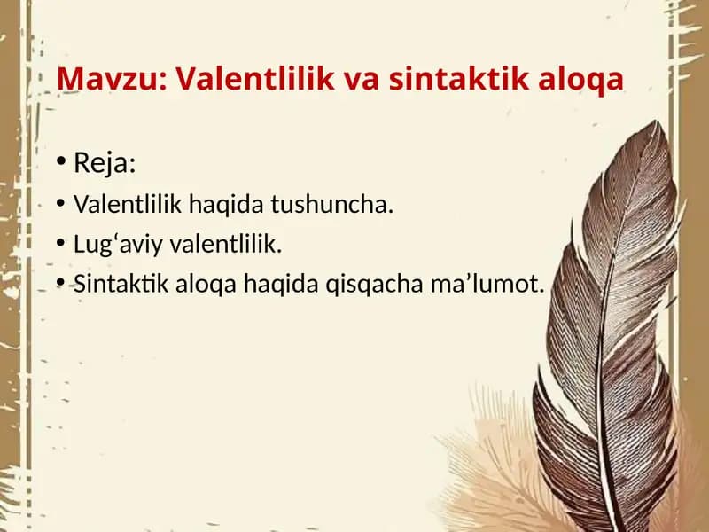 Valentlilik va sintaktik aloqa