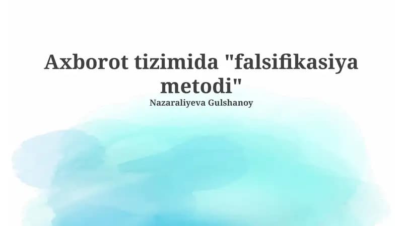 Falsifikasiya Metodi