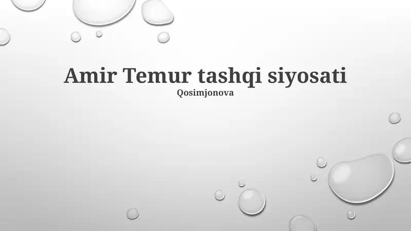 Amir Temur tashqi siyosati