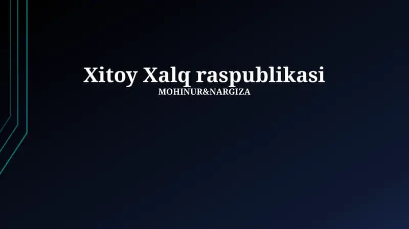 Xitoy Xalq Respublikasi: Tarix va Rivojlanish