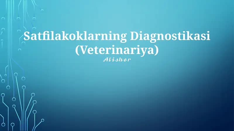 Satfilakoklarning Diagnostikasi (Veterinariya)