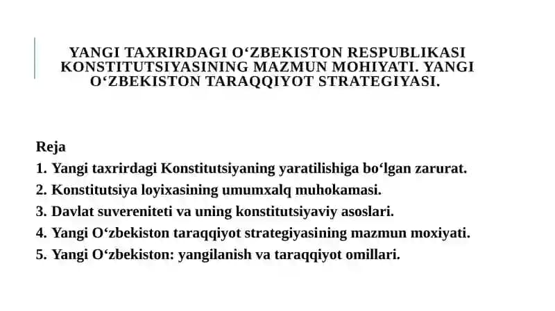 O‘zbekiston Respublikasi Konstitutsiyasi va taraqqiyot strategiyasi