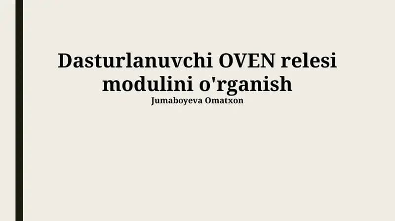 Oven Relaysini Dasturlash Moduli