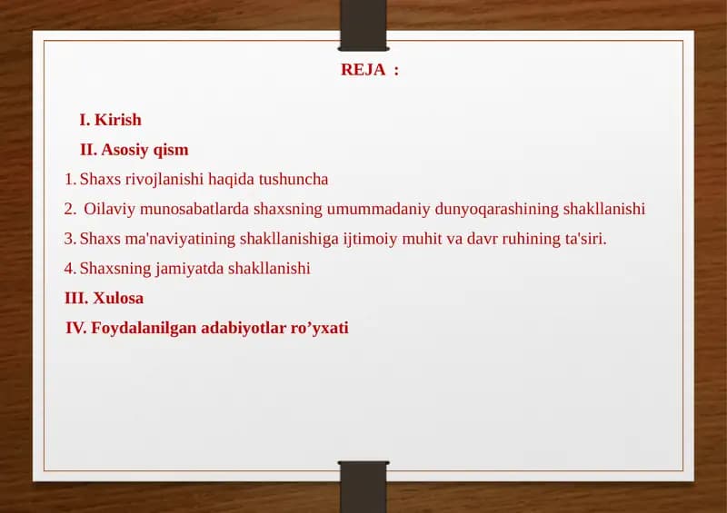 Shaxs rivojlanishi
