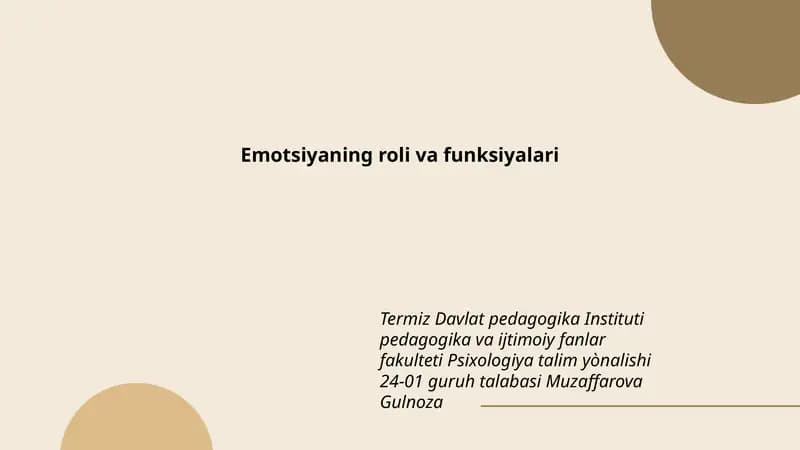 Emotsiyaning roli va funksiyalari