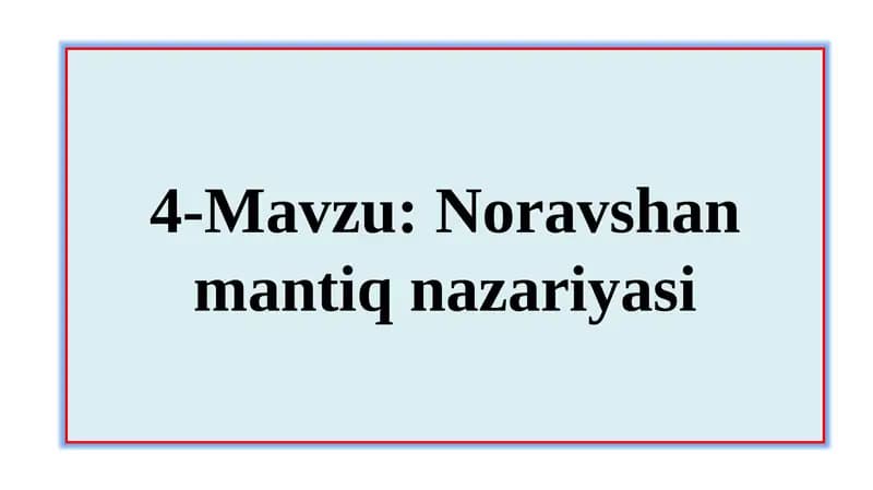 Noravshan mantiq nazariyasi