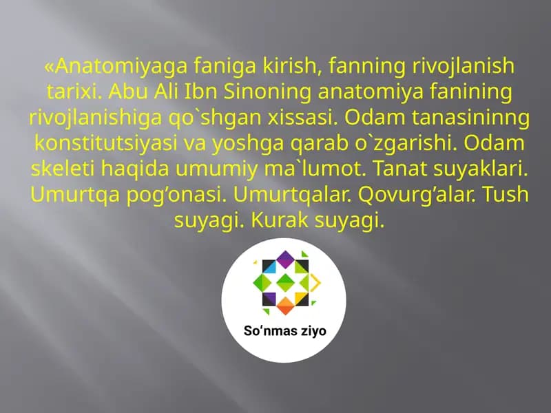 Anatomiya faniga kirish