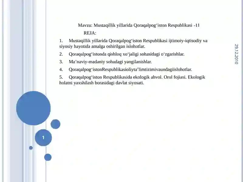 Mustaqillik yillarida Qoraqalpog‘iston Respublikasi