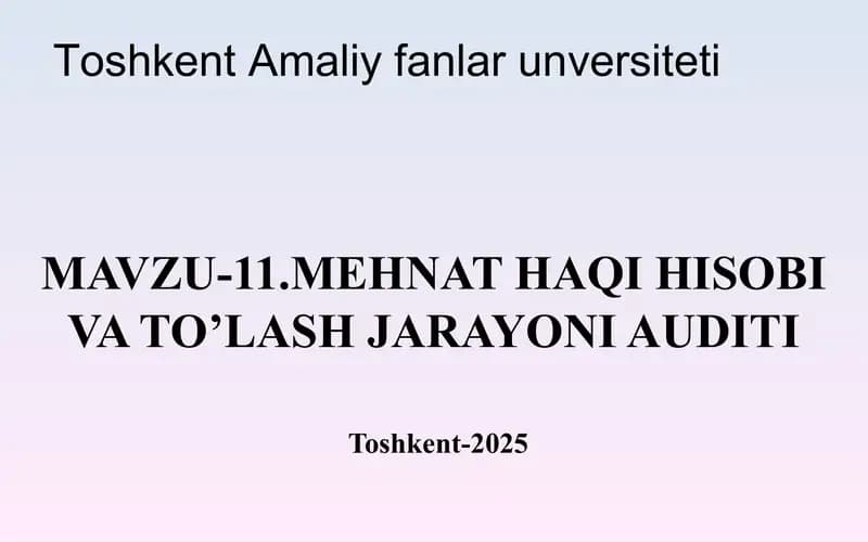 Mehnat haqi hisobi va to'lash jarayoni audit