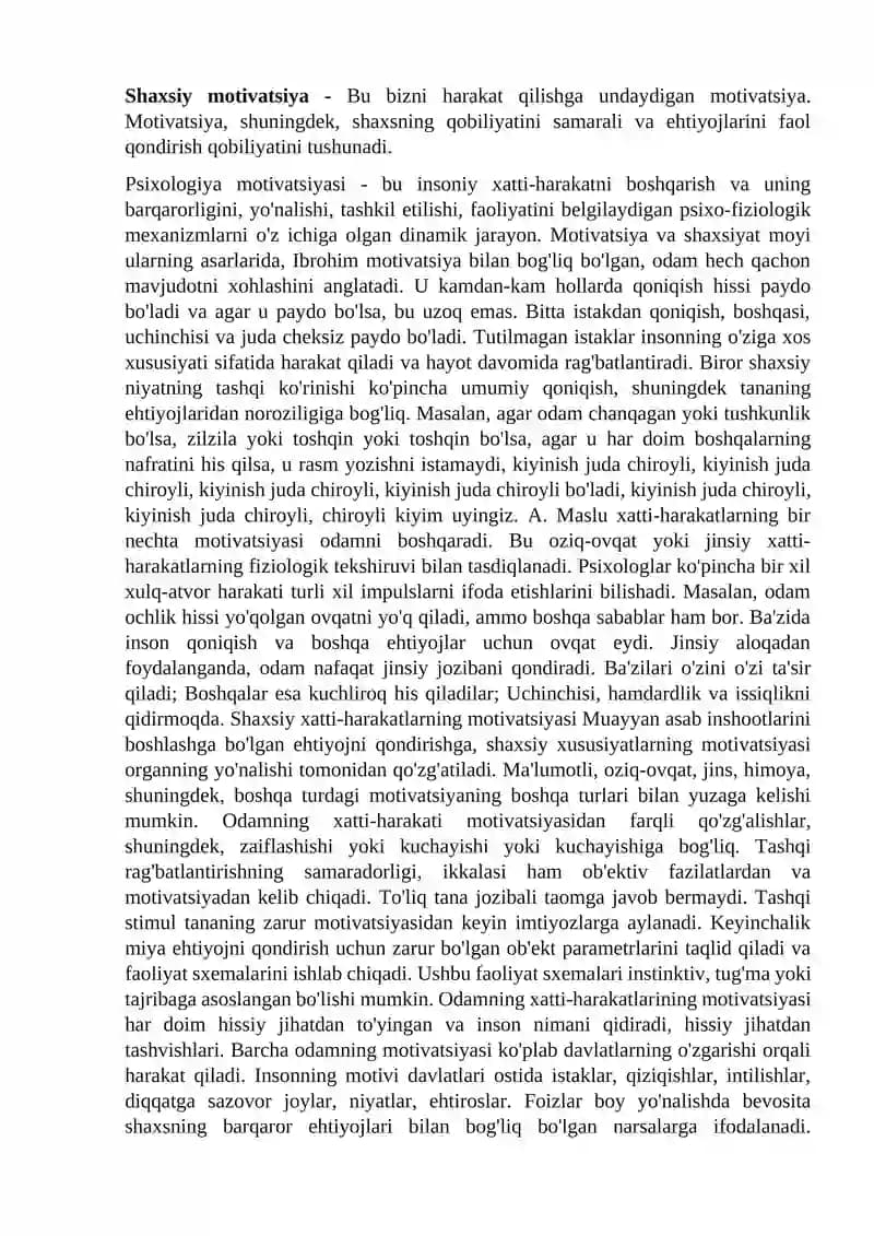 Shaxsiy motivatsiya