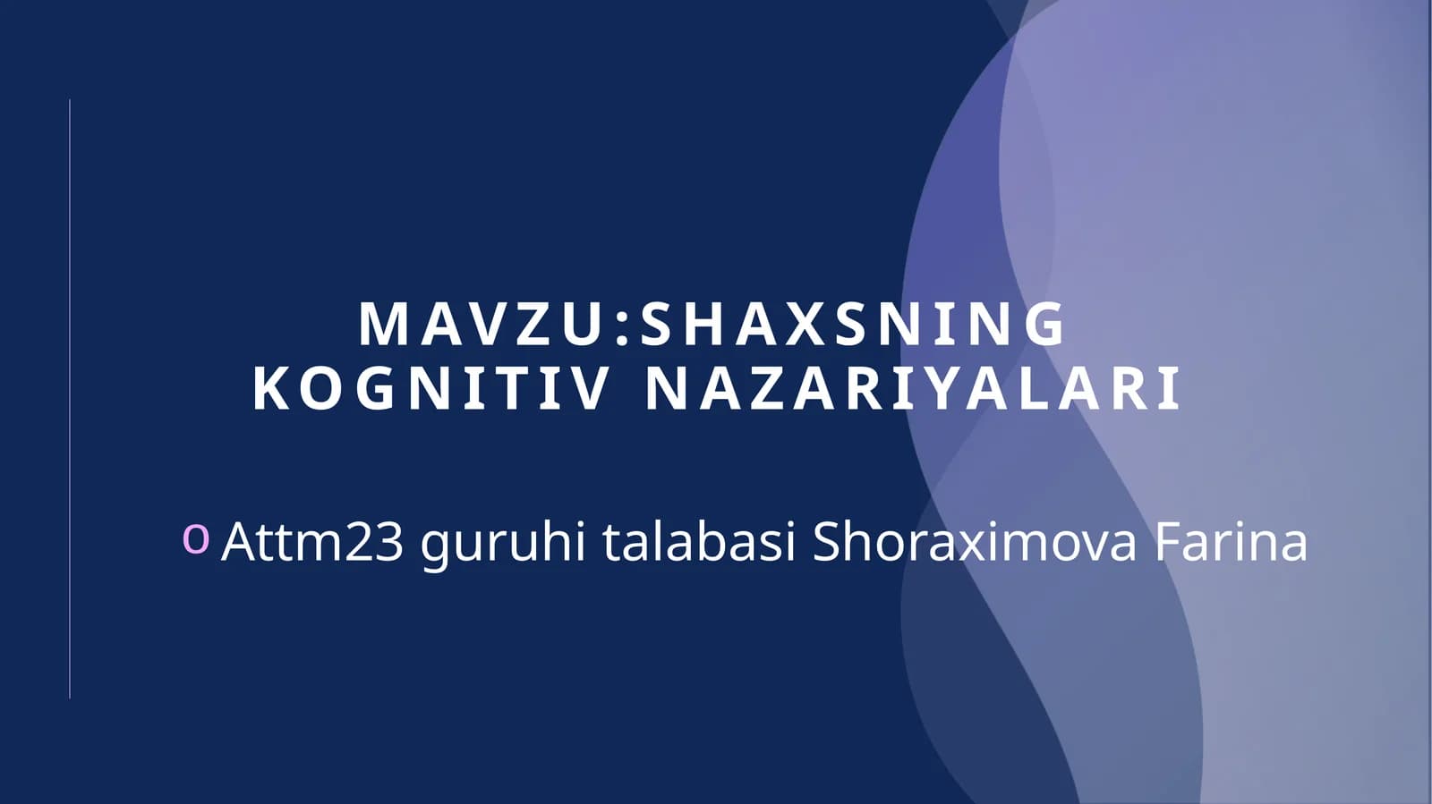 Shaxsning kognitiv nazariyalari