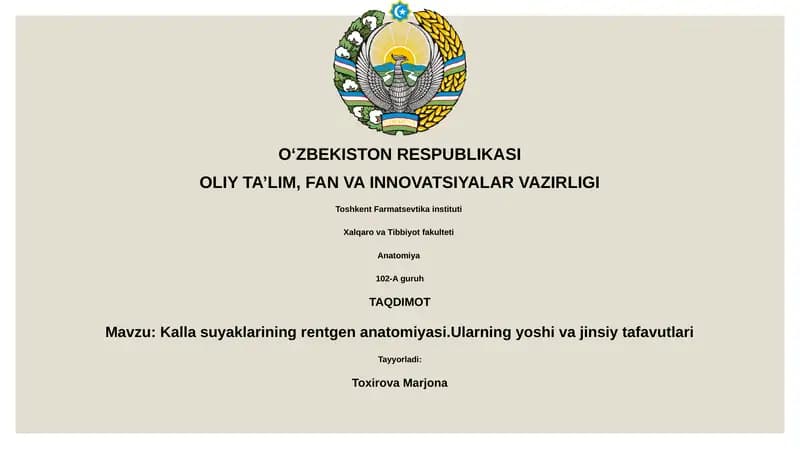 Kalla suyaklarining rentgen anatomiyasi