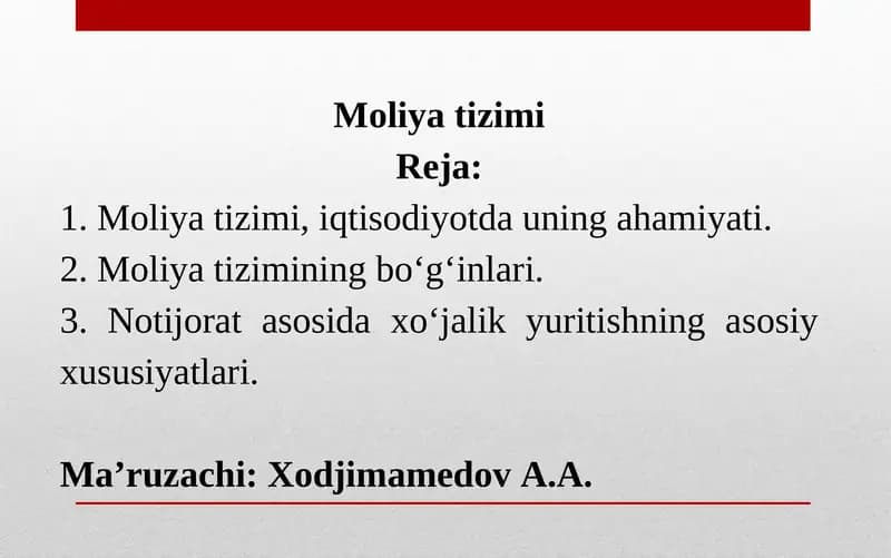 Moliya tizimi
