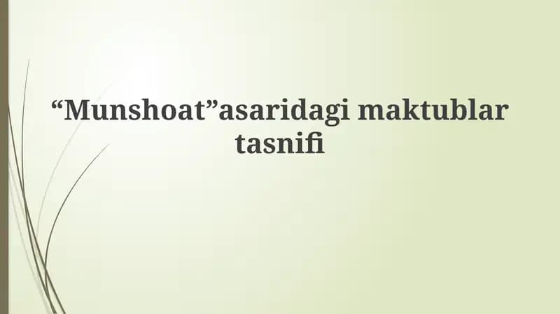Munshoat asaridagi maktublar tasnifi