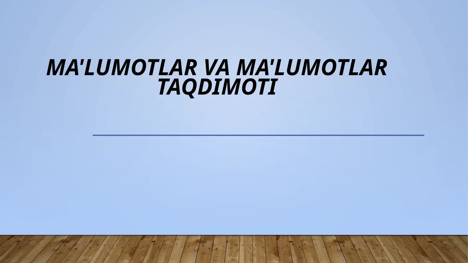Ma'lumotlar va ma'lumotlarni taqdimoti