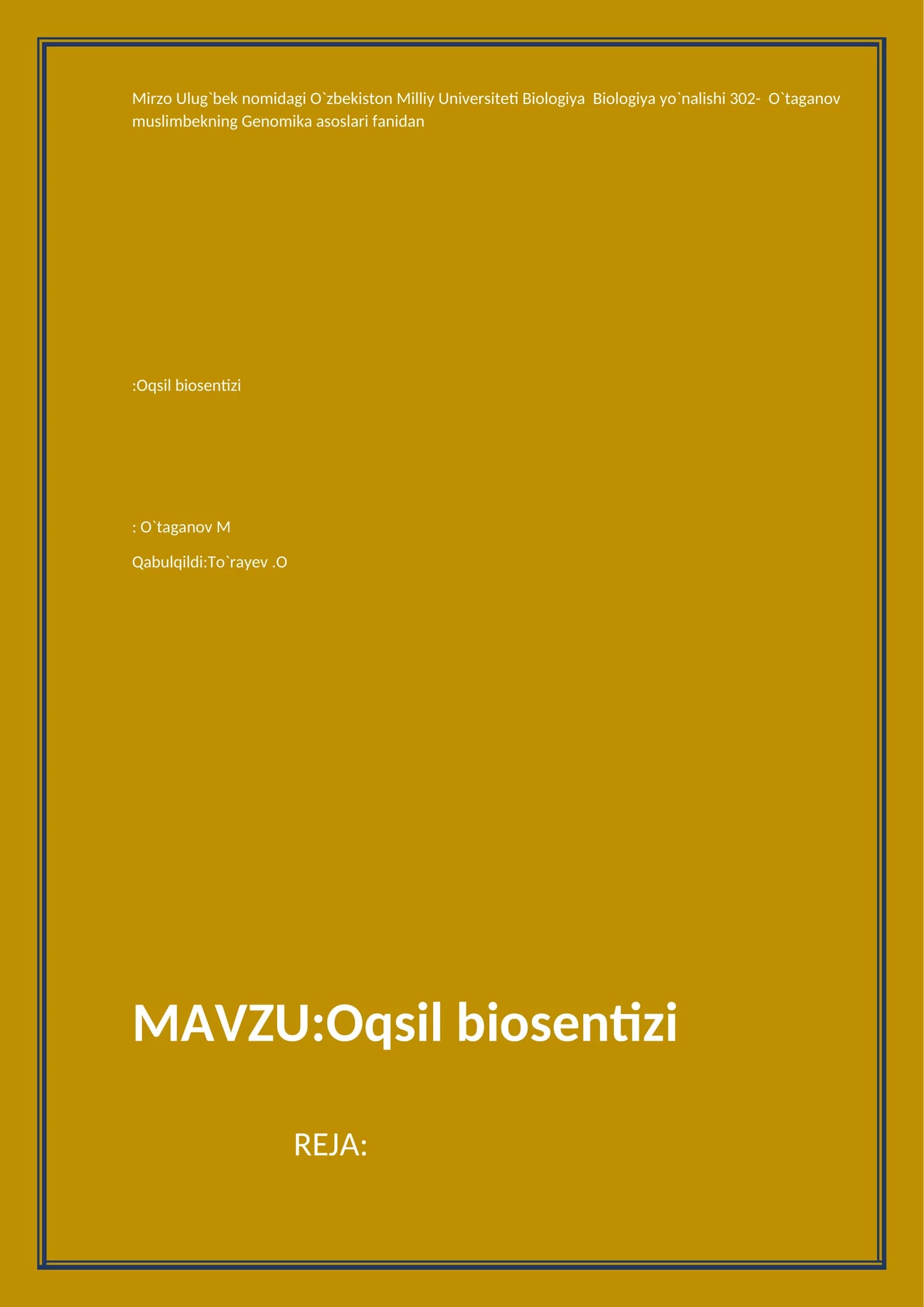 Oqsil biosentizi