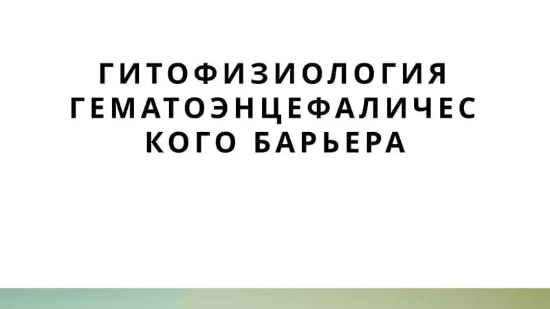 гитофизиология гематоэнцефалического барьера