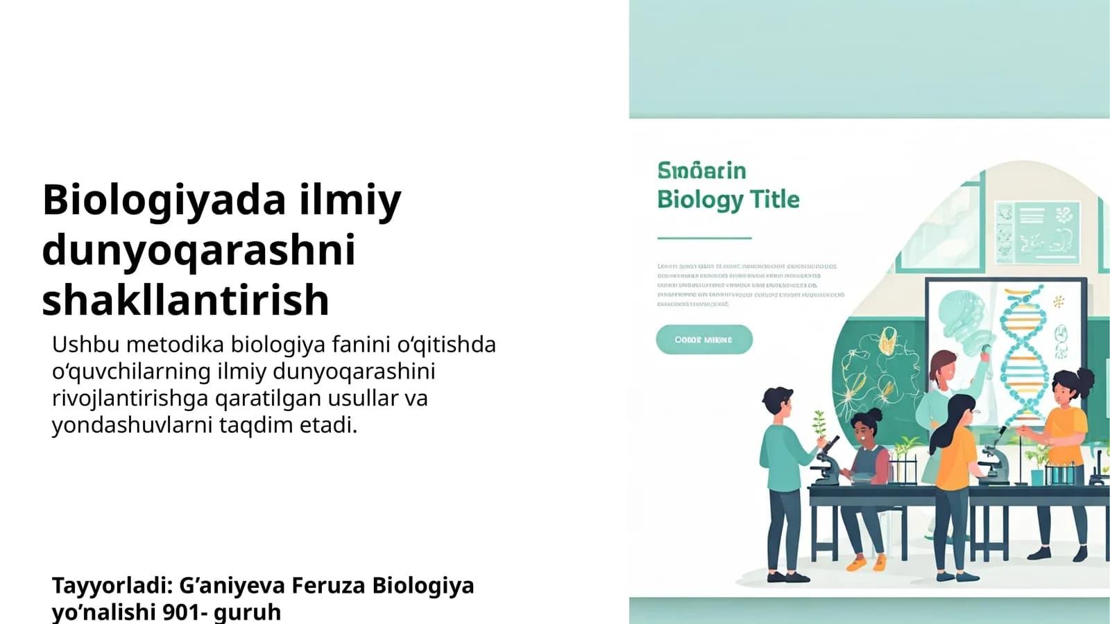 Biologiyada ilmiy dunyoqarashni shakllantirish
