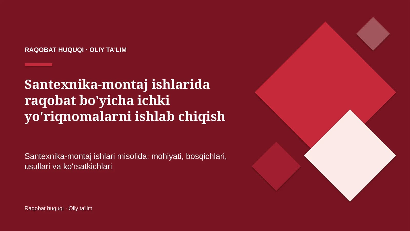 santexnika montaj ishlarida raqobat bo'yicha ichki yo'riqnomalarni ishlab chiqish 3473