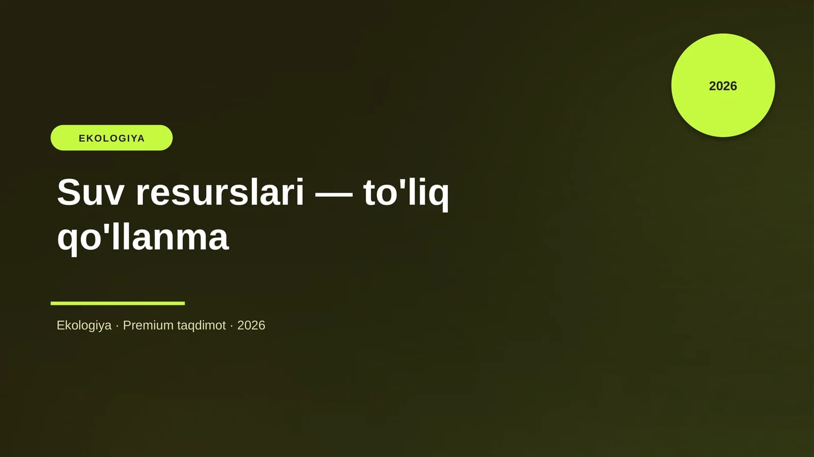 Suv resurslari — to'liq qo'llanma