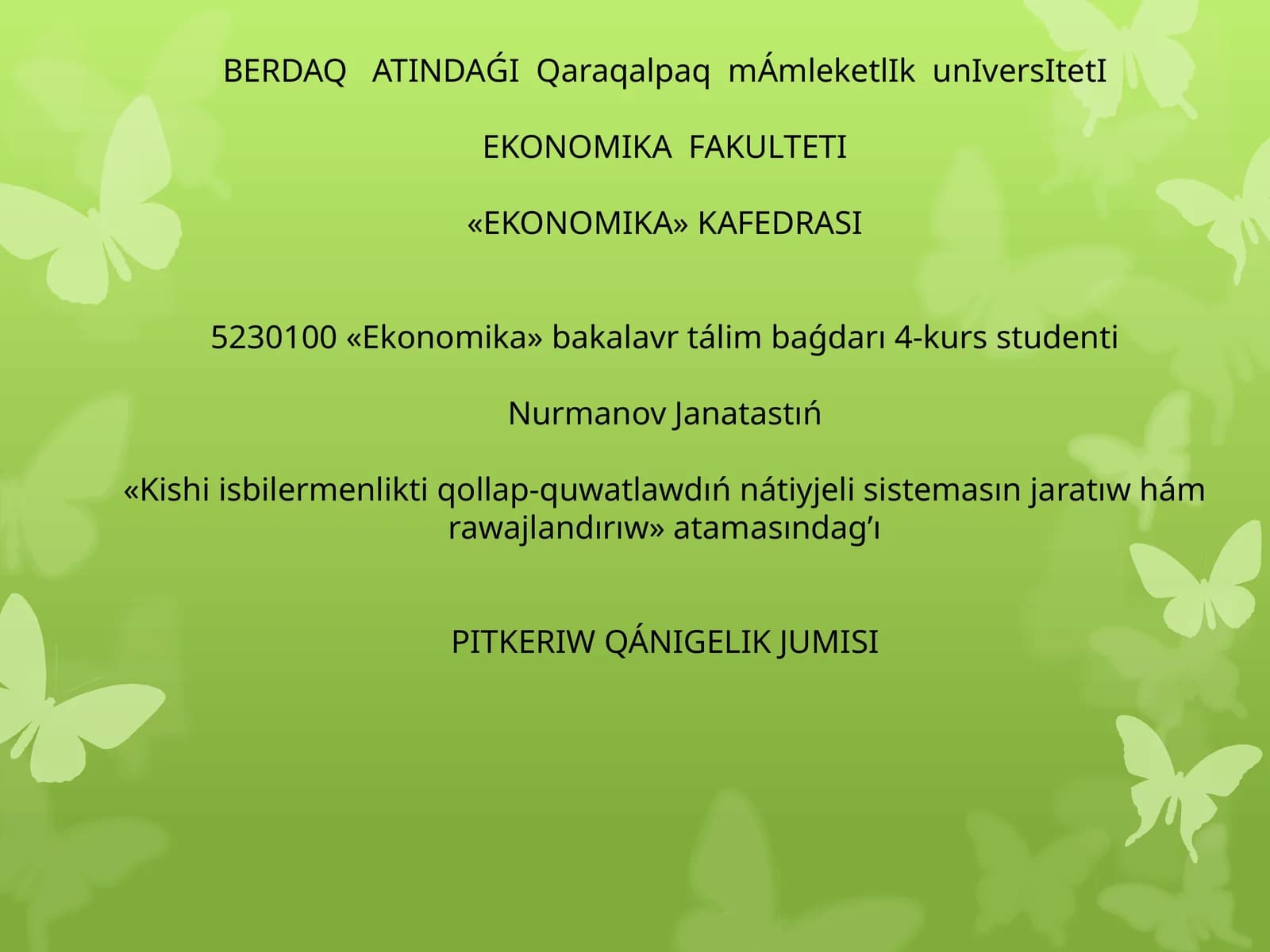 Pitkeriw qánigelik jumisi