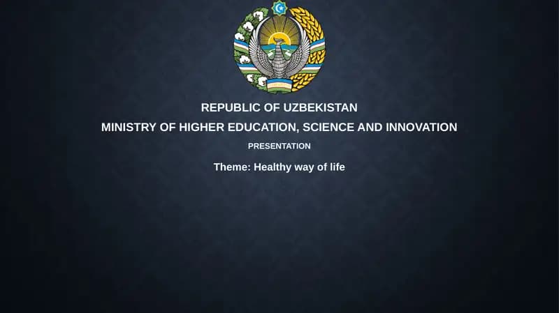 Presentation "Healthy way of life"