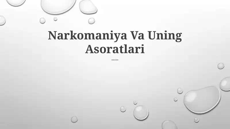 Narkomaniya Va Uning Asoratlari