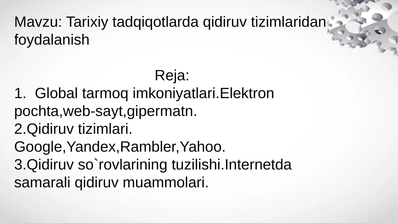 Tarixiy tadqiqotlarda qidiruv tizimlaridan foydalanish