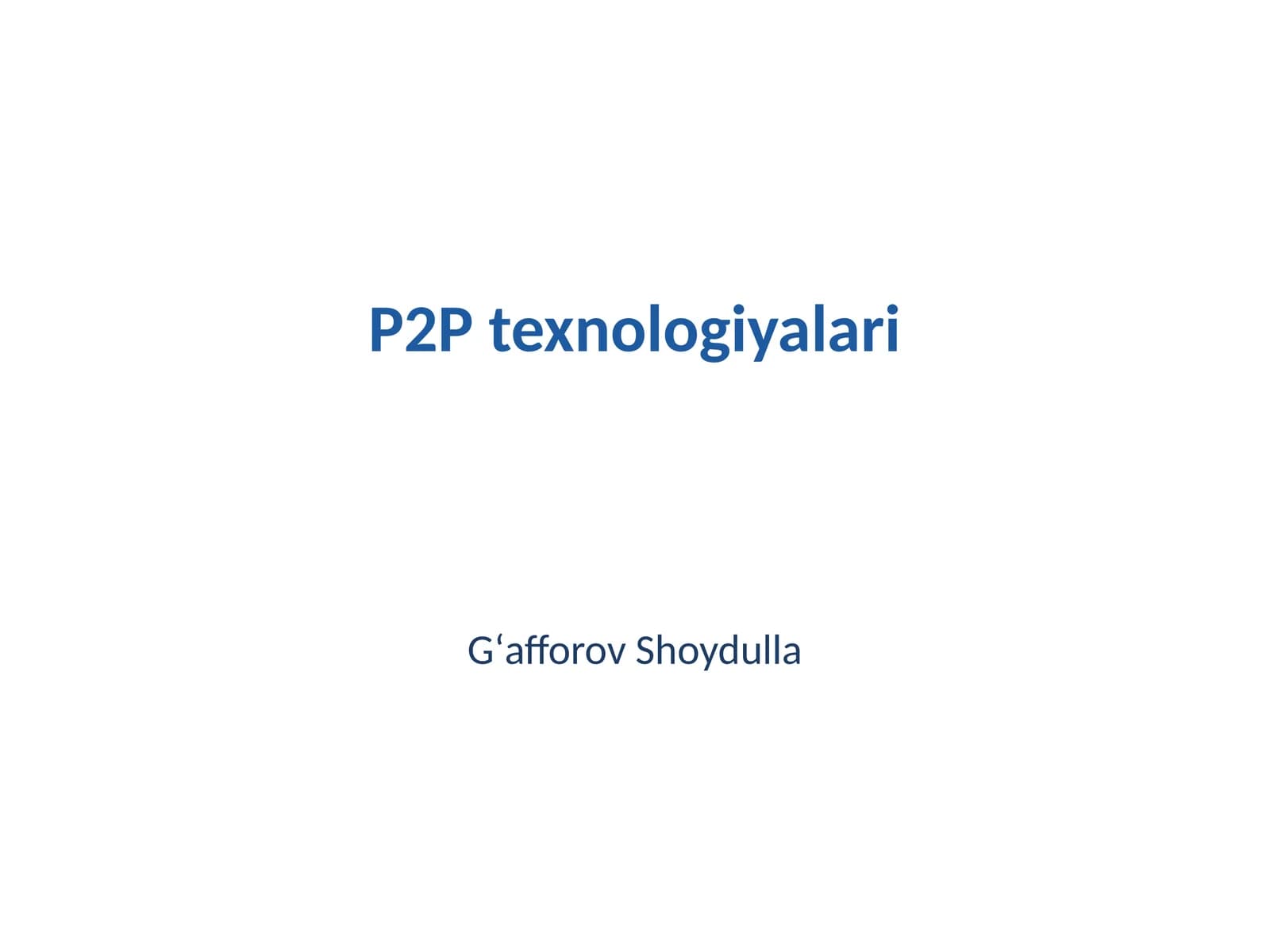 P2P texnologiyalari