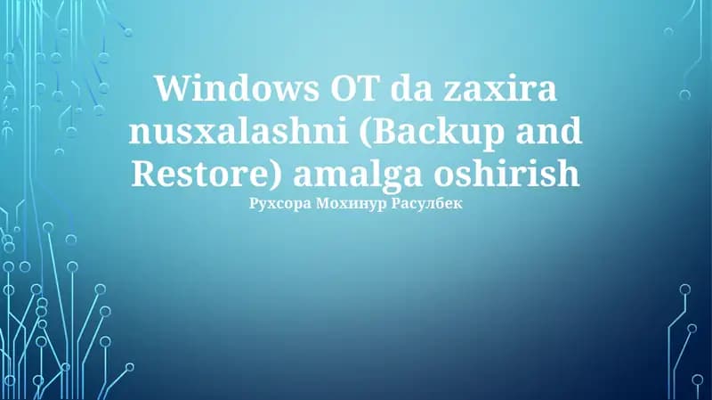Zaxira Strategiyasi va Rejalashtirish