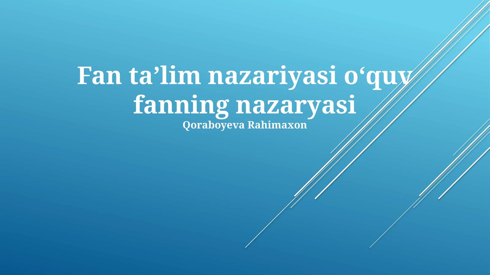 Fan Taʼlim Nazariyasi