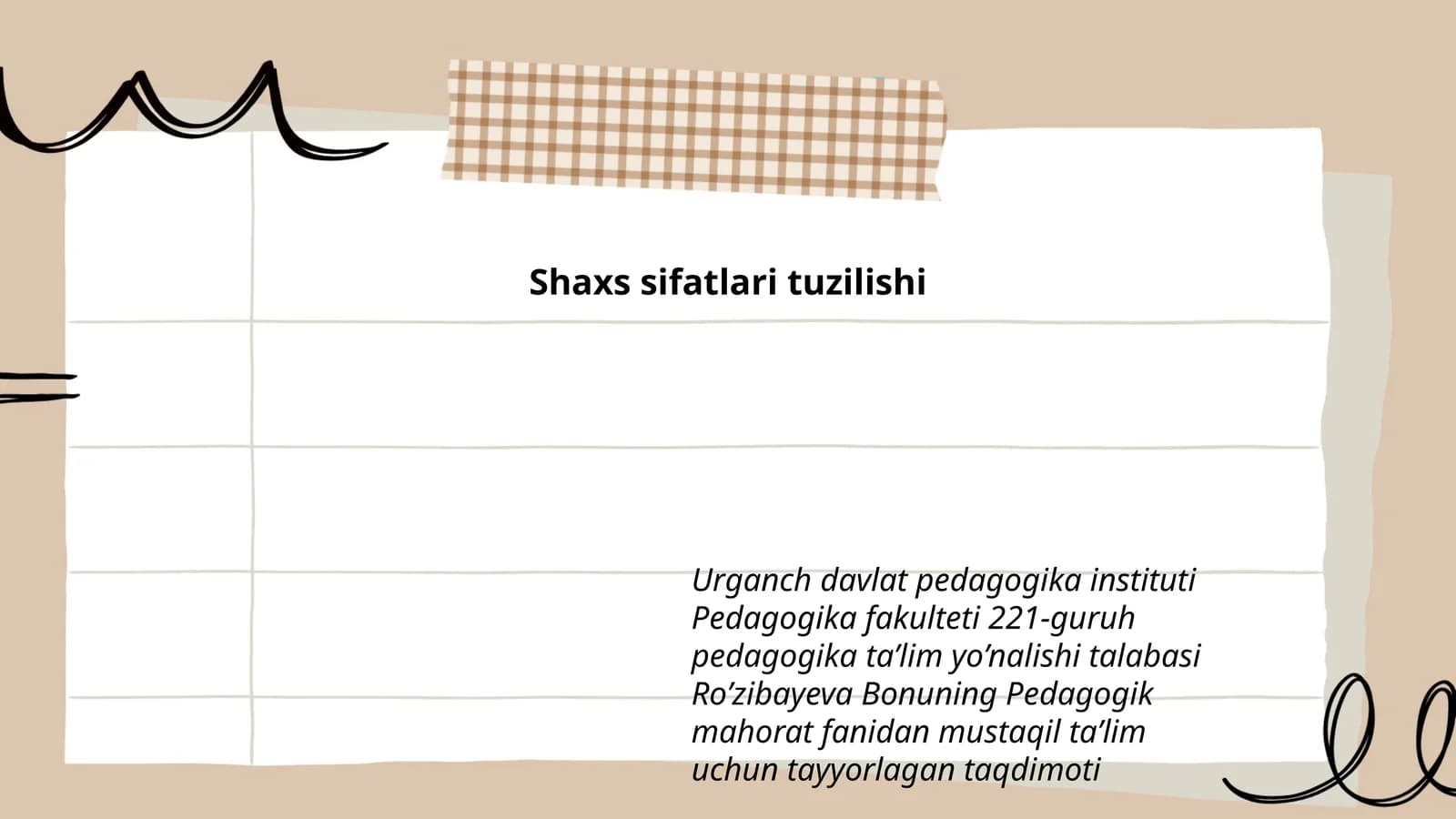 Shaxs sifatlari tuzilishi