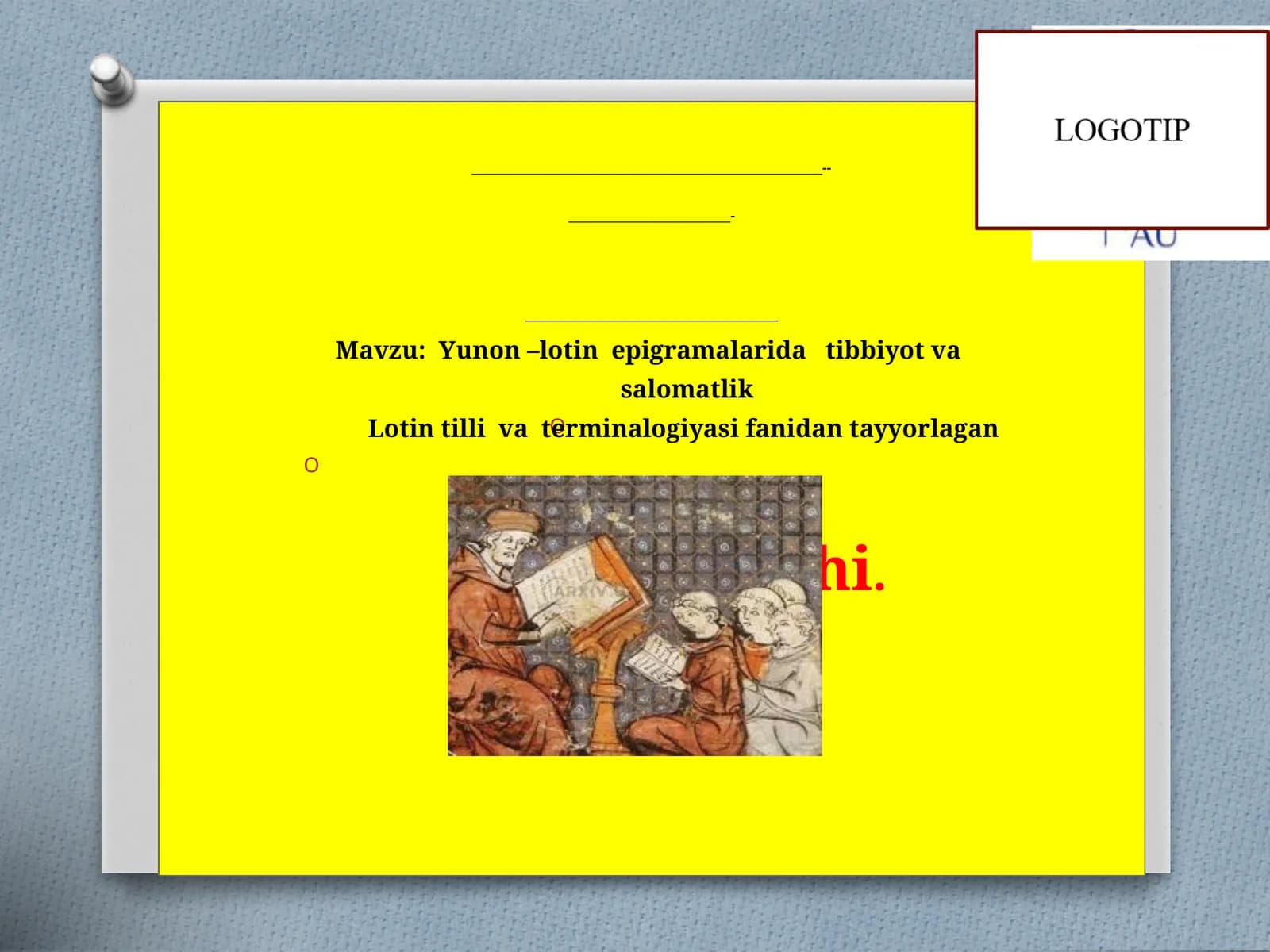 Yunon-lotinepigrammalaridatibbiyotva salomatlik