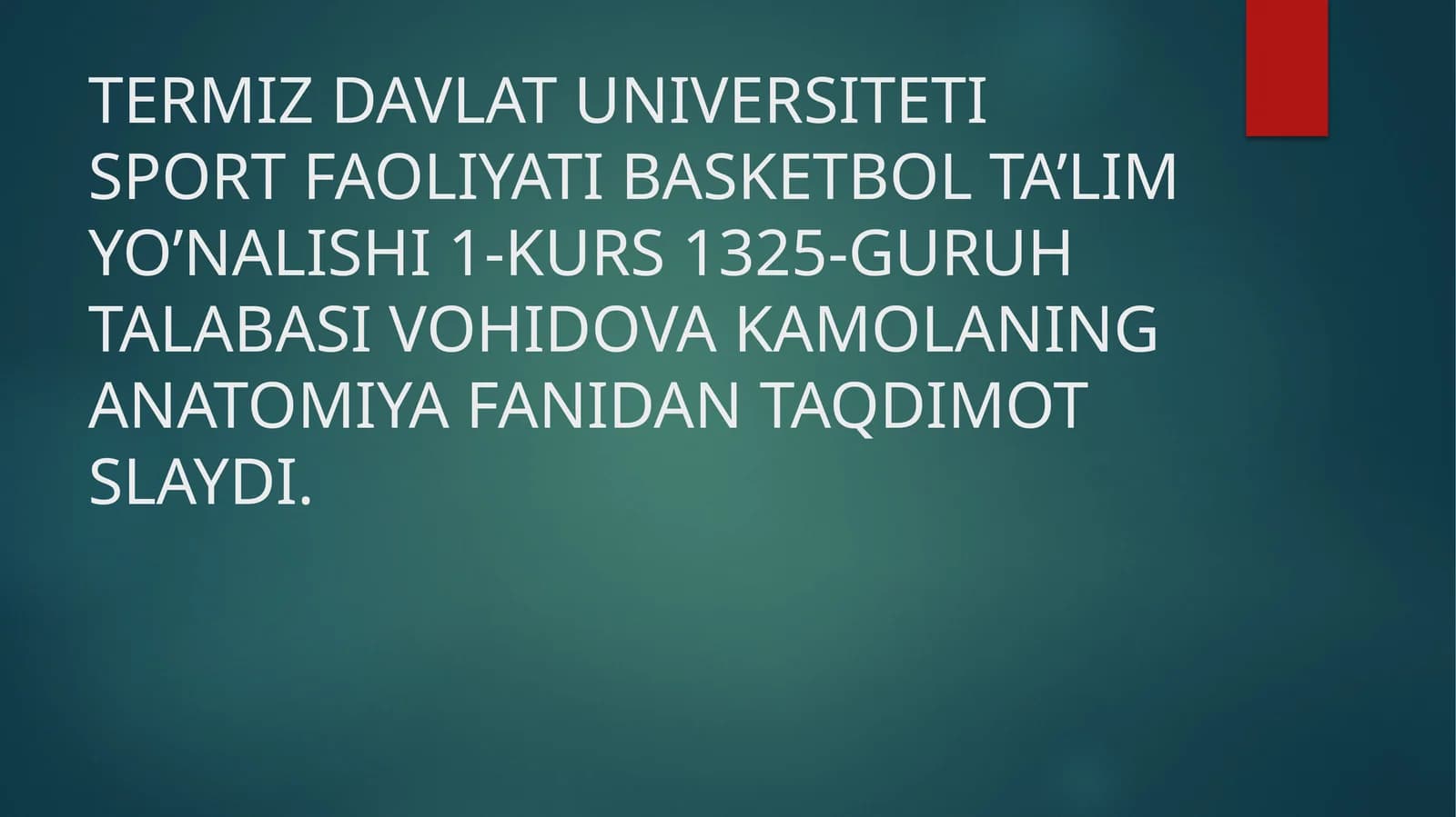 Basketbol Ta’lim Yo’nalishi 1-kurs - Nafas olish organlari tuzilishi