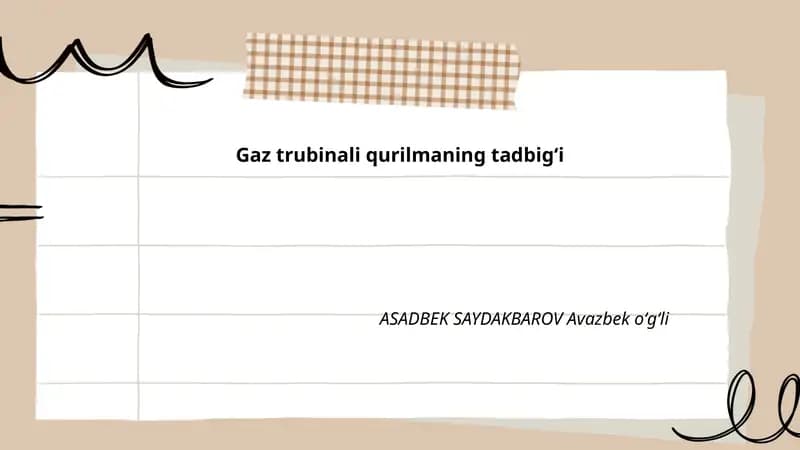 Gaz trubinali qurilmaning tadbigʻi