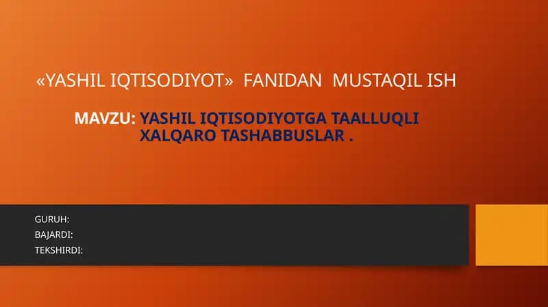 Yashil iqtisodiyot