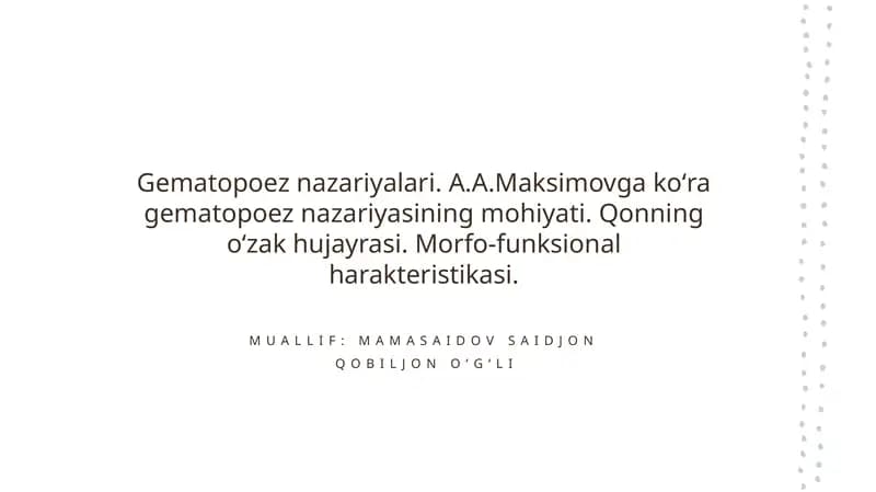 Hematopoez nazariyalari