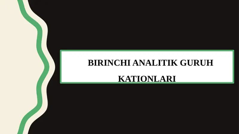 BIRINCHI ANALITIK GURUH KATIONLARI
