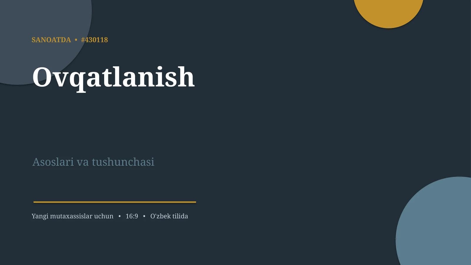Ovqatlanish Asoslari va Tushunchasi