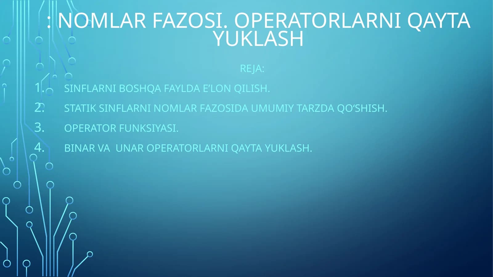 Nomlar fazosi. Operatorlarni qayta yuklash