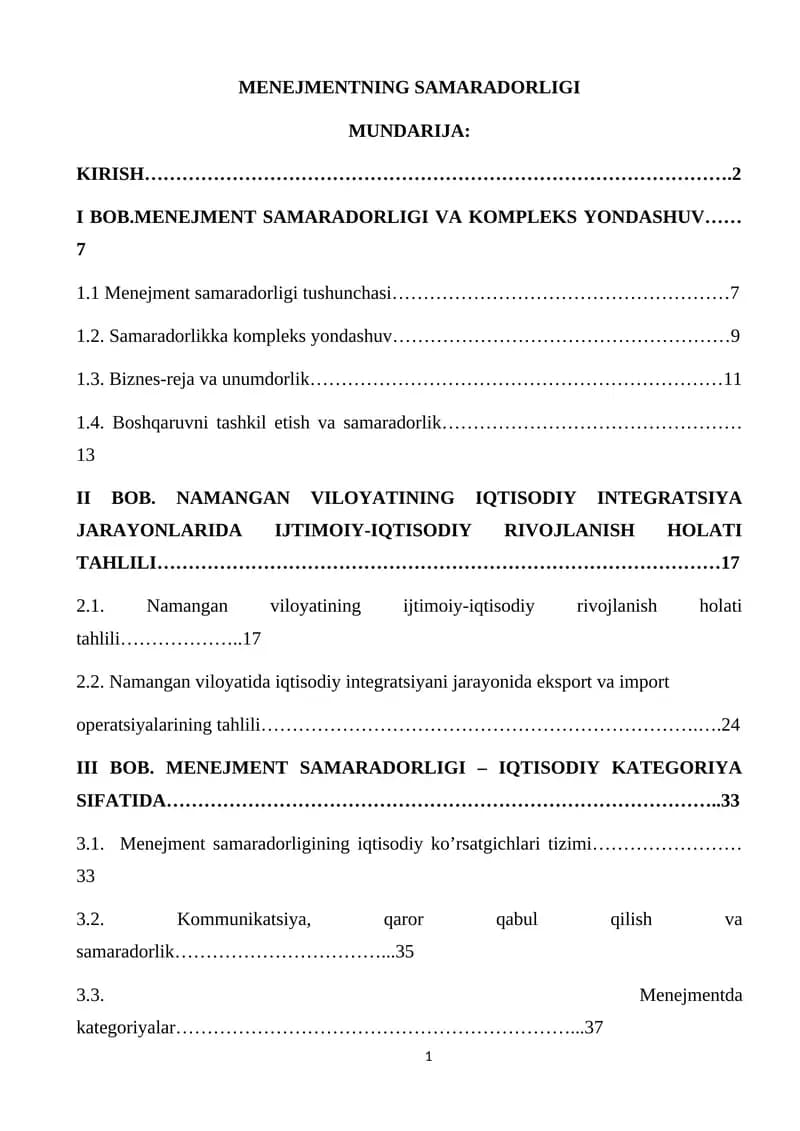 MENEJMENTNING SAMARADORLIGI